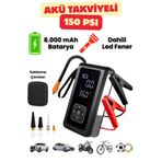 Post Alley 8000MAH Dijital Ekranlı Araba Akü Takviye'li Kompresör Araç Lastik Şişirme Hava Pompası