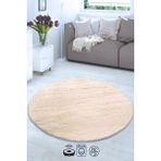 Post Daıre Altın Bej Yumuşak Havlı Kaymaz Tabanlı ve Yıkanabilir Peluş Halı Antre Banyo Tuvalet Dekoratif Halı - 140 x 140 cm