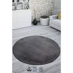 Post Daıre Antrasit Yumuşak Havlı Kaymaz Tabanlı ve Yıkanabilir Peluş Halı Antre Banyo Tuvalet Dekoratif Halı - 110 x 110 cm