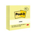 Post-it Notlar, 7,6 x 7,6 cm, 24 Ped, Kanarya Sarısı, Temiz Çıkarma, Geri Dönüştürülebilir