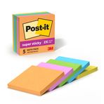 Post-it Super Sticky Notes, 3 x 3, beş Jewel Pop Colors, 5 90-sheet ped/Paket