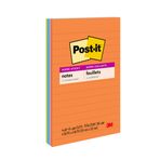 Post-it Süper Yapışkan Çizgili Notlar, 4 Yapışkan Not Defteri, 4 x 6 inç, Okul Malzemeleri, Ofis Ürünleri, Dikey Yüzeyler, Monitörler, Duvarlar ve Pencereler için Yapışkan Notlar, Enerji Arttırma