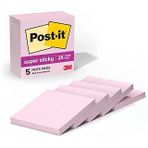 Post-It Süper Yapışkan Notlar, 5 Yapışkan Not Kağıdı, 7,6 X 7,6 Cm, Okul Malzemeleri, Ofis Ürünleri, Dikey Yüzeyler, Monitörler, Duvarlar
