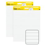 Post-it Süper Yapışkan Şövale Pedleri, 50 x 76 cm, Çizgili, Beyaz, 30 Yaprak, 2'li Paket