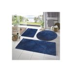 Post Peluş Banyo Paspası Üçlü Takım Kaymaz Jel Taban Mavi 50x80-50x60--50x50(YUVARLAK) SARARPAS2121XL