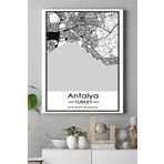 Postermanya Antalya Harita Dekoratif 80x115 cm Tasarım Poster