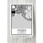 Postermanya Antalya Harita Dekoratif 90x130 cm Tasarım Poster
