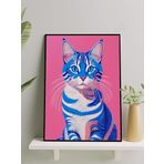 Postermanya Azure Cat, Gök Kedi, Pop Art Çerçeveli Tablo - Çerçeveli Poster