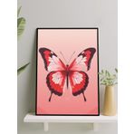 Postermanya Crimson Wings, Kelebek Kızıl Kanatlar Dijital Sanat Çerçeveli Tablo - Çerçeveli Poster