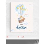 Postermanya Düşler Diyarı Macerası Erkek Bebek Odası Poster, Afiş, Kreş Çocuk Odası Dekorasyon, Yenidoğan Hediye