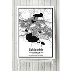 Postermanya Eskişehir Harita Dekoratif Tasarım 70x100 cm Poster