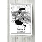 Postermanya Eskişehir Harita Dekoratif Tasarım 80x115 cm Poster