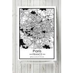 Postermanya Fransa Paris Harita Dekoratif Tasarım 80x115 cm Poster