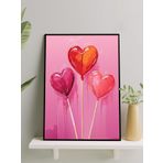 Postermanya Heart Pops, Kalp Şekerleri Aşk Pop Art Çerçeveli Tablo - Çerçeveli Poster