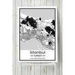 Postermanya Istanbul Harita Dekoratif 80x115 cm Tasarım Poster
