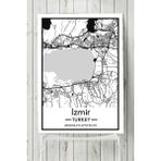 Postermanya İzmir Harita Dekoratif 50x70 cm Tasarım Poster