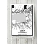 Postermanya İzmir Harita Dekoratif 90x130 cm Tasarım Poster