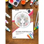Postermanya Kadın Portreleri Yetişkin Boyama Kitabı 3, Mandala Boyama Kitabı, Boyama Defteri, Boyama Sayfaları - Kadın Portreleri 3