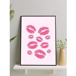 Postermanya Kiss Prints, Öpücük İzleri Pop Art Çerçeveli Tablo - Çerçeveli Poster
