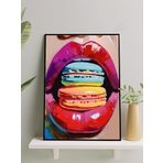 Postermanya Macaron Kiss, Makaron Öpücüğü Pop Art Çerçeveli Tablo - Çerçeveli Poster, Sanatsal Dekorasyon