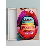 Postermanya Macaron Kiss, Makaron Öpücüğü Pop Art Kanvas Tablo - Tuval Tablo, Sanatsal Dekorasyon
