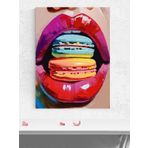 Postermanya Macaron Kiss, Makaron Öpücüğü Pop Art Sanatsal Poster - Afiş - Dekorasyon