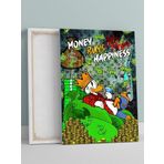 Postermanya Money Happiness, Para Mutluluğu Alır, Zenginlik, Motivasyon Kanvas Tablo, Tuval, Ofis,Çalışma Odası