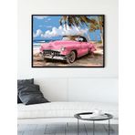 Postermanya Pink Paradise, Pembe Cennet Pop Art Deniz Manzaralı Çerçeveli Tablo - Çerçeveli Poster
