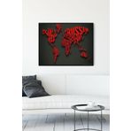 Postermanya (pster13943) Yazılı Dünya Haritası Çerçeveli Tablo (50x70cm)