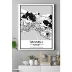 Postermanya (pster14395) Istanbul Harita Dekoratif Tasarım Kanvas Tablo 50 x 70