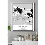 Postermanya (pster14397) Istanbul Harita Dekoratif Tasarım Kanvas Tablo 40 x 50