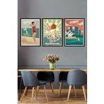 Postermanya (pster14897) Vintage Yaz 3 Parçalı Çerçeve Seti 30 x 40