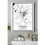 Postermanya (pster18605) Ankara Harita Dekoratif Tasarım Kanvas Tablo 50 x 70