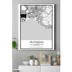 Postermanya (pster18613) Antalya Harita Dekoratif Tasarım Kanvas Tablo 50 x 70