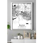 Postermanya (pster18619) Bursa Harita Dekoratif Tasarım Kanvas Tablo 50 x 70