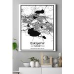 Postermanya (pster18621) Eskişehir Harita Dekoratif Tasarım Kanvas Tablo 21 x 30