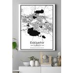 Postermanya (pster18624) Eskişehir Harita Dekoratif Tasarım Kanvas Tablo 50 x 70