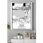Postermanya (pster18626) Izmir Harita Dekoratif Tasarım Kanvas Tablo 40 x 60