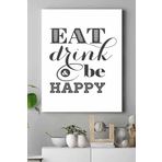 Postermanya (pster18788) Eat Drink Be Happy Mutfak Kanvas Tablo 40 x 60
