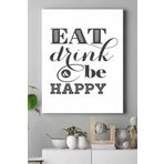 Postermanya (pster18790) Eat Drink Be Happy Mutfak Kanvas Tablo 30 x 40