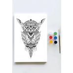 Postermanya (pster21607) Baykuş Mandala Tuval Kanvas Tablo Boyama Hobi Seti (70x100cm) (büyük+ Boy)