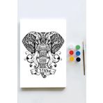 Postermanya (pster21623) Fil Mandala Tuval Kanvas Tablo Boyama Hobi Seti (30x40cm)
