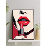 Postermanya Red Kiss, Kırmızı Öpücük Ruj Pop Art Çerçeveli Tablo - Çerçeveli Poster, Sanatsal Dekorasyon