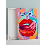 Postermanya Red Lip, Kırmızı Rujlu Dudak Pop Art Kanvas Tablo - Tuval Tablo, Sanatsal Dekorasyon