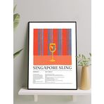 Postermanya Singapore Sling Kokteyl Tarifi Pop Art Mutfak Çerçeveli Tablo - Çerçeveli Poster