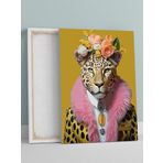 Postermanya The Leopard Queen, Leopar Kraliçesi Pop Art Kanvas Tablo - Tuval Tablo