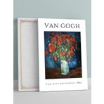 Postermanya Van Gogh, Vase Red Poppies, Kırmızı Gelincik Vazolu Sanatsal Kanvas Tablo - Tuval Tablo
