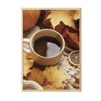 Postifull Autumn Tea Çerçeveli Tablo, Ahşap Çerçeve Ve Poster, Dikey Duvar Tablosu Comfort Serisi No:108348;10 X 15 Ahşap Çerçeveli