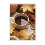 Postifull Autumn Tea Çerçeveli Tablo, Beyaz Çerçeve Ve Poster, Dikey Duvar Tablosu Comfort Serisi No:108348;10 X 15 Beyaz Çerçeveli