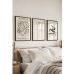 Postifull Bej Modern Tablo Seti, 3 Adet Siyah Çerçeve Ve Poster, Motivasyon Ve Matisse Duvar Dekoru;30 X 40 Siyah